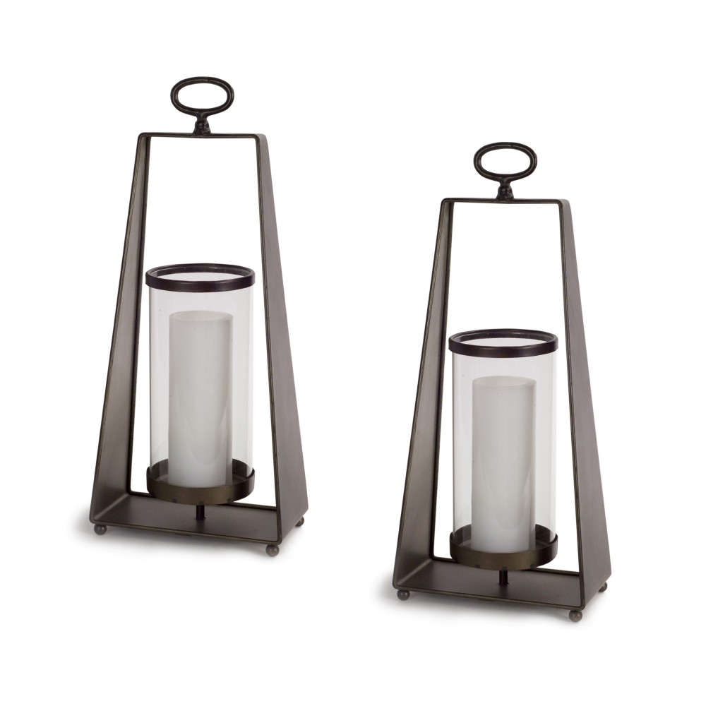Candleholder (Set Of 2) 21"H Metal/Glass