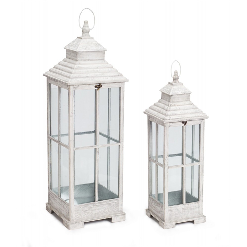 Lantern (Set Of 2) 27.5"H, 38"H Wood Lantern (Set Of 2) 27.5"H, 38"H Wood