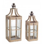 Lantern (Set Of 2) 23"H, 29.5"H Wood/Metal