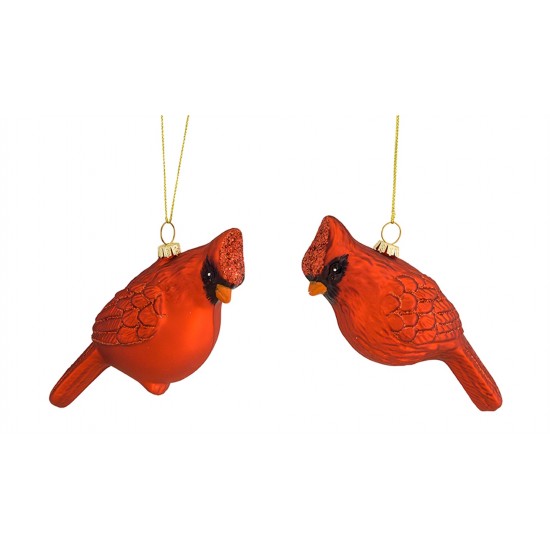 Cardinal Ornament (Set Of 12) 4"H Glass