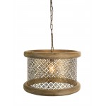 Hanging Lamp 19.5"D x 52.5"H Wood/Iron