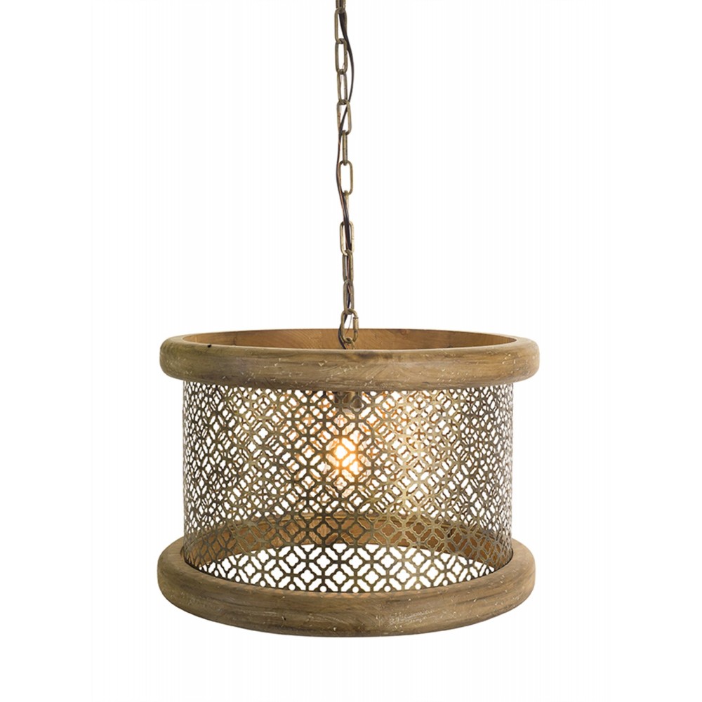 Hanging Lamp 19.5"D x 52.5"H Wood/Iron