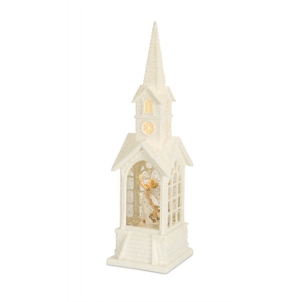 Church Snow Globe With Angel 16.25"H Plastic