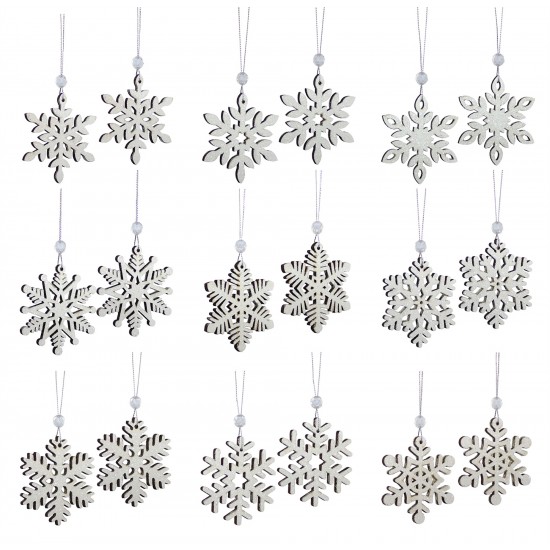 Snowflake Ornament (2 Boxes Of 18) 2.5"D Wood