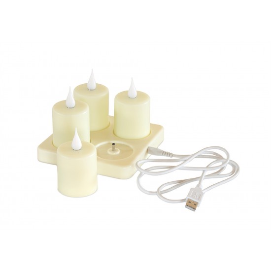 Candle (Set Of 4) Rechargeable 4"H Plastic