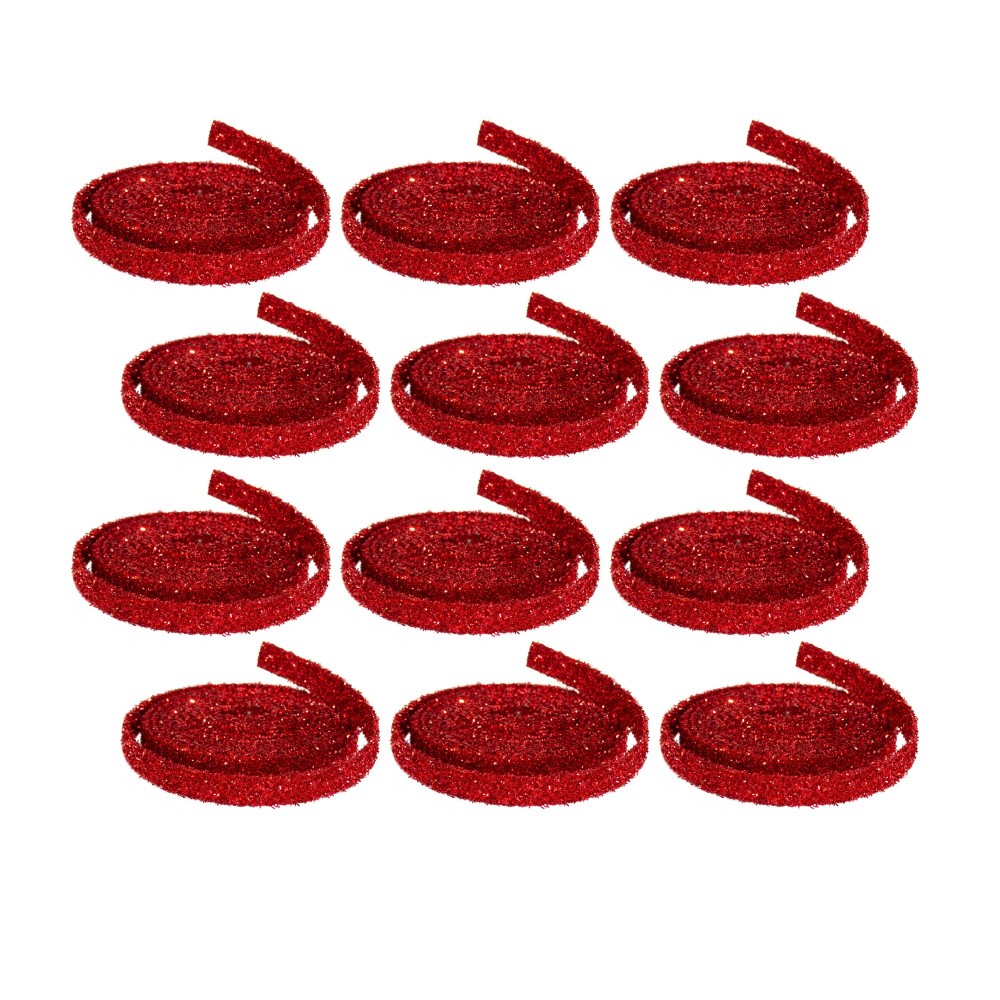 Glitter Rope (12 Rolls) 1" x 15'L Plastic, Red