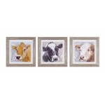 Framed Cow Print (Set Of 3) 10"H Wood/Glass