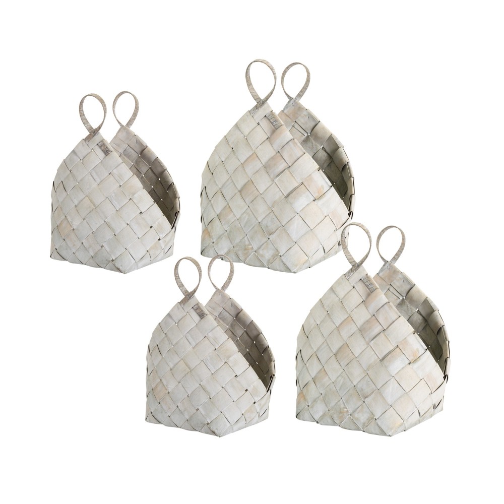 Basket (Set Of 4) 14.5" x 18"H, 18.25" x 21"H Metasequoia, White, Grey