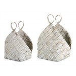 Basket (Set Of 4) 14.5" x 18"H, 18.25" x 21"H Metasequoia, White, Grey