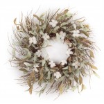 Cotton/Leaf Wreath 28"D Eva