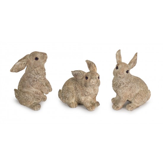 Rabbit (Set Of 3) 5.5"H, 7"H Stone Powder/Resin