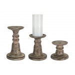 Candle Holder (Set Of 3) 5"H, 7"H, 9.25"H Stone Powder/Resin