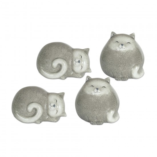 Cat (Set Of 4) 3.5"H, 5"H Terracotta