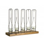 Votive Holder 19.75" x 15.25"H Wood/Metal/Glass