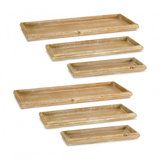 Tray (Set Of 6) 12.5"L, 15.75"L, 19.25"L Wood