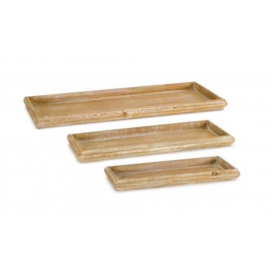 Tray (Set Of 6) 12.5"L, 15.75"L, 19.25"L Wood