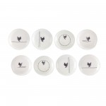 Chicken Plate (Set Of 8) 6.5"D Stoneware