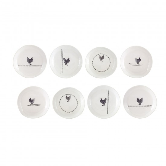 Chicken Plate (Set Of 8) 6.5"D Stoneware