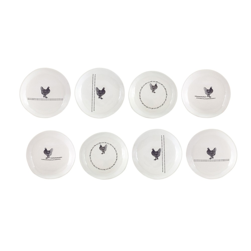 Chicken Plate (Set Of 8) 6.5"D Stoneware