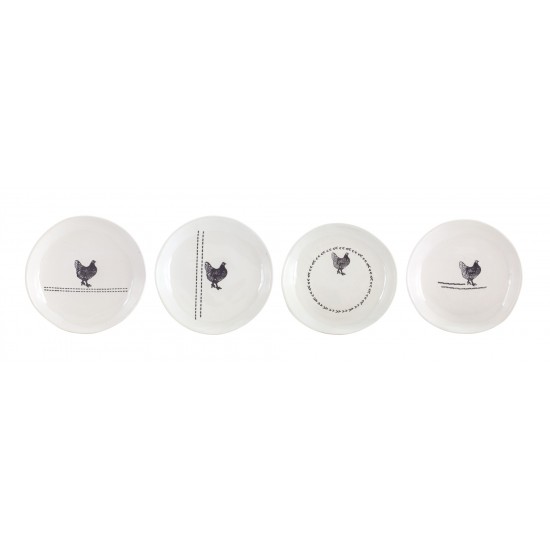 Chicken Plate (Set Of 8) 6.5"D Stoneware