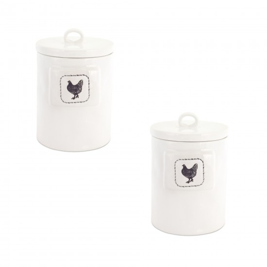 Chicken Canister (Set Of 2) 5.5" x 8.25"H Stoneware