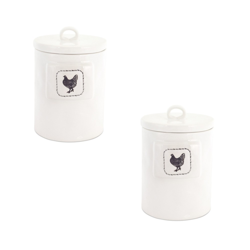 Chicken Canister (Set Of 2) 5.5" x 8.25"H Stoneware