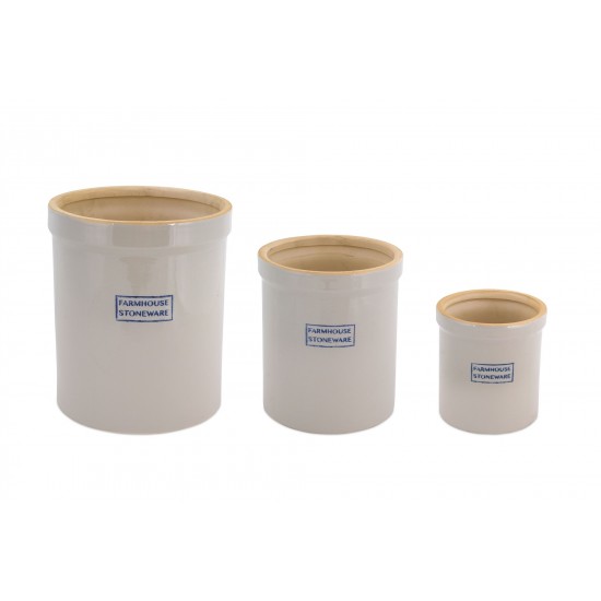 Crock (Set Of 3) Waterproof 5"H, 7.25"H, 9.25"H Ceramic