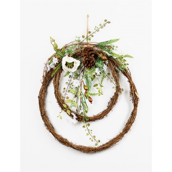 Magnolia Rattan Double Wreath (Set Of 2) 19"