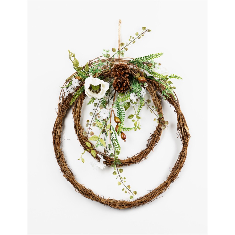 Magnolia Rattan Double Wreath (Set Of 2) 19"