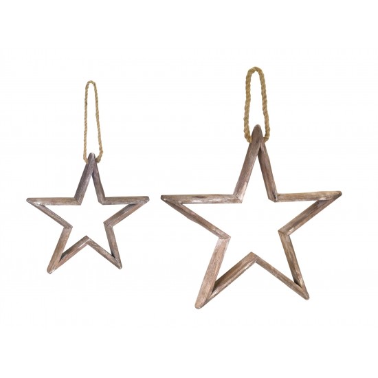 Star Ornament (Set Of 4) 12.5"H, 18.5"H Wood