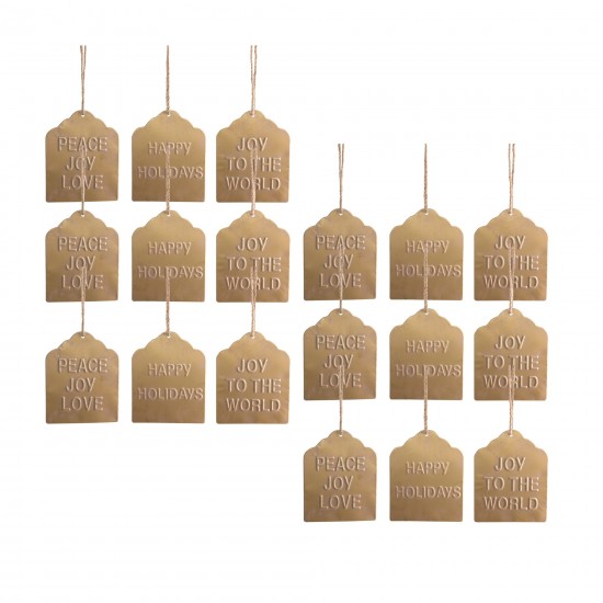 Tag Ornament (Set Of 12) 9.5"H Metal