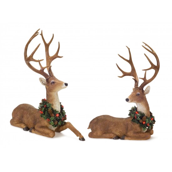 Deer W/6 Hr Timer (2 Asst) 20.5"H Resin (Requires 3 Aa Batteries, Not Included)