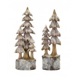 Tree On Base (Set Of 2) 14"H Resin