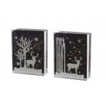 Deer And Tree Table Piece With Timer (Set Of 2) 7"H Glass