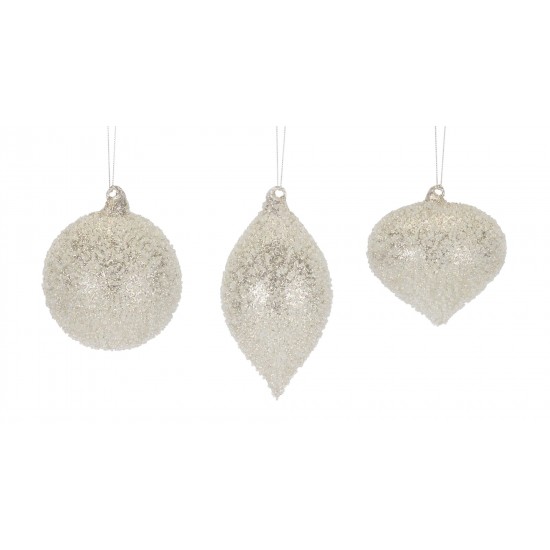 Ornament (Set Of 6) 4.25"H, 5"H, 6.5"H Glass