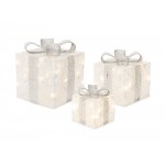 Package With Lights And Timer (Set Of 3) 7"H, 9"H, 11"H Cotton