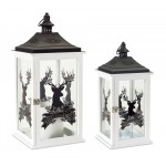Merry Christmas Lantern (Set Of 2) 17.5"H, 22.75"H Wood