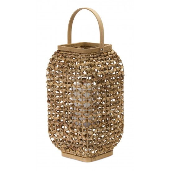 Lantern 21.5"H Wicker/Glass