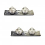 Votive Holder With Tray (Set Of 2) 14" x 3.5"H Glass/Ceramic