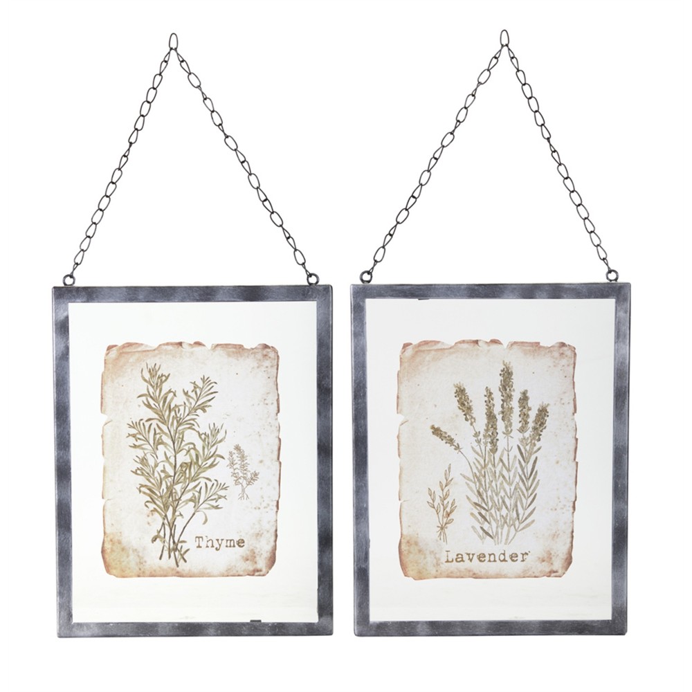 Lavender/Thyme Frame (Set Of 2) 9.5" x 12.5" Glass/Metal