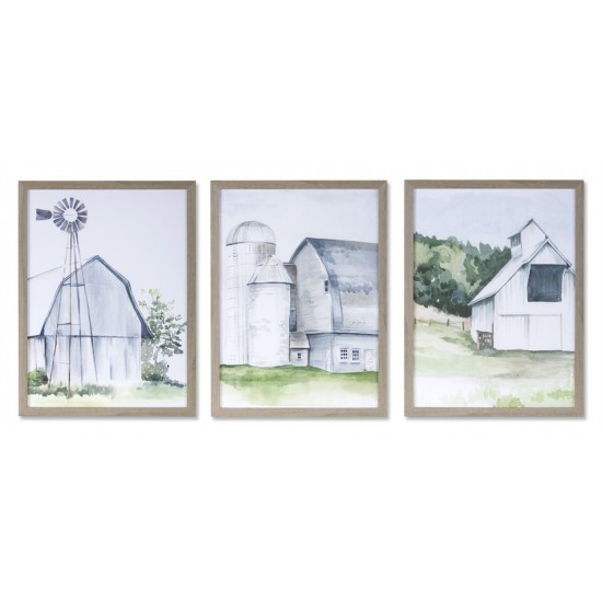 Framed Farm Print (Set Of 3) 11.5" x 11.5"H Plastic/Mdf