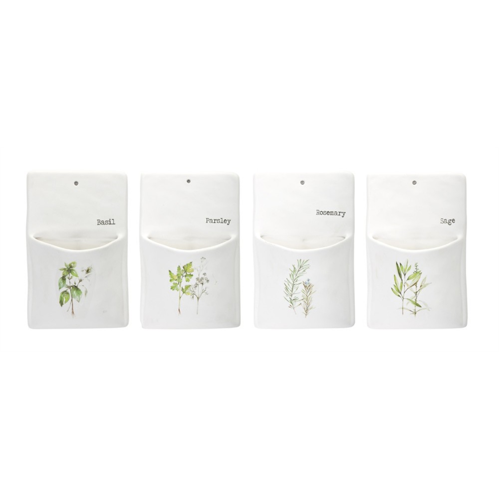 Herb Wall Pocket (Set Of 4) 5.25" x 8.5"H Ceramic