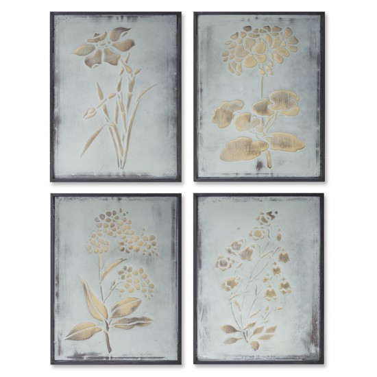 Framed Floral (Set Of 4) 11.75" x 15.75"H Iron