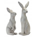 Rabbit (Set Of 2) 19.5"H, 24"H Stone Powder