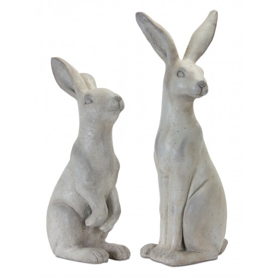 Rabbit (Set Of 2) 19.5"H, 24"H Stone Powder