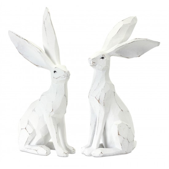 Rabbit (Set Of 2) 12"H Resin/Stone Powder