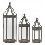Lantern (Set Of 3) 19.5"H, 25"H, 36"H Wood/Iron