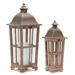 Lantern (Set Of 2) 19"H, 25.75"H Iron/Wood