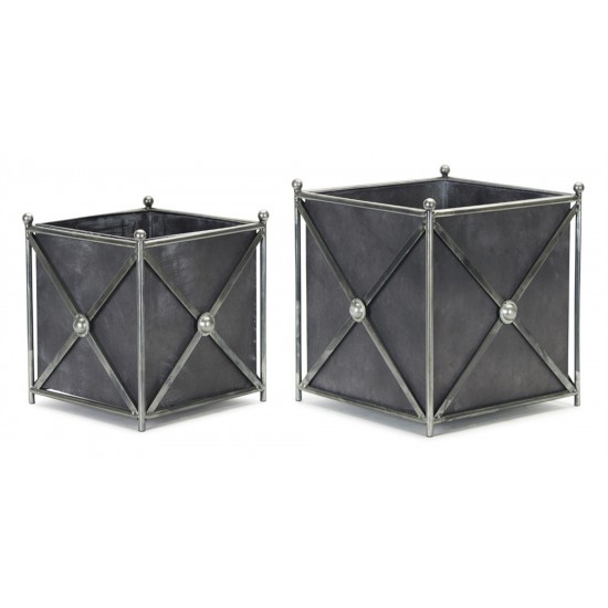 Planter (Set Of 2) 9.75" x 11"H, 12" x 13"H Metal