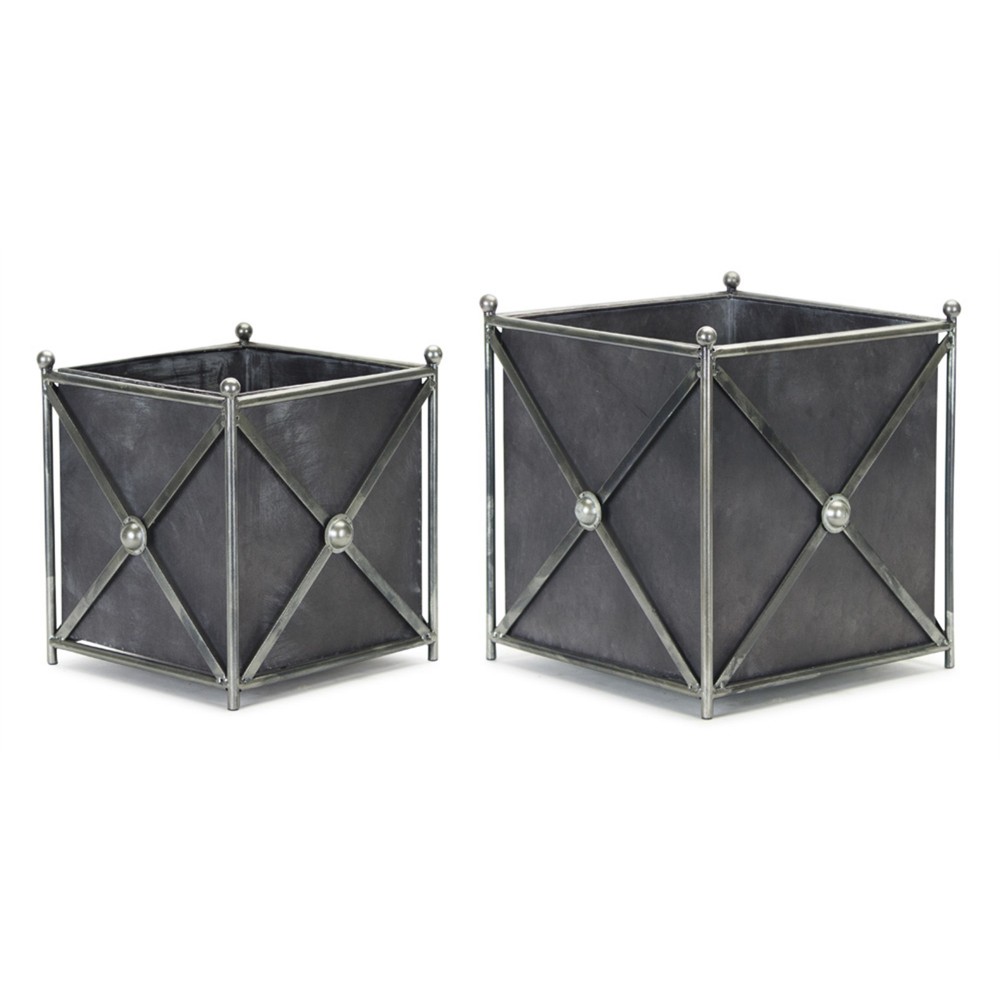 Planter (Set Of 2) 9.75" x 11"H, 12" x 13"H Metal